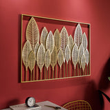 Golden Vertical Leaf Wall Sculpture