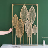 Golden Vertical Leaf Wall Sculpture