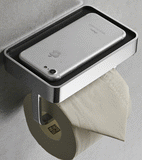 Chrome Toilet Roll Holder With Rack For Smartphone