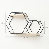 Simple geometric wire frame wall shelves.