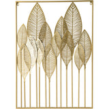 Golden Vertical Leaf Wall Sculpture