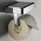 Chrome Toilet Roll Holder With Rack For Smartphone