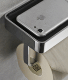 Chrome Toilet Roll Holder With Rack For Smartphone