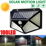  ARILUX® 100 LED Solar Powered PIR Motion Sensor Wall Light Outdoor Garden Lamp 3 Modes