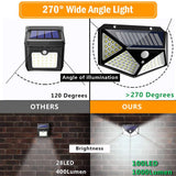  ARILUX® 100 LED Solar Powered PIR Motion Sensor Wall Light Outdoor Garden Lamp 3 Modes