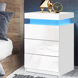 LED Bedside Table Side Table High Gloss White