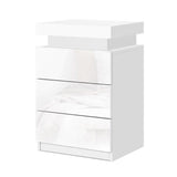 LED Bedside Table Side Table High Gloss White